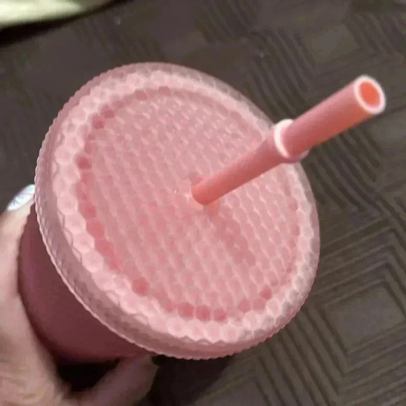 Starbucks Pink Lemonade 2022 Studded Matte Frosted 16oz Cup Tumbler - Picture 3 of 5